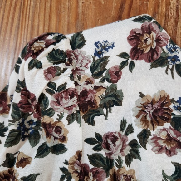 Vintage Be Smart Floral Dress Jr Size 5/6 Small Pearl Button Front 80s Milkmaid - Picture 4 of 12